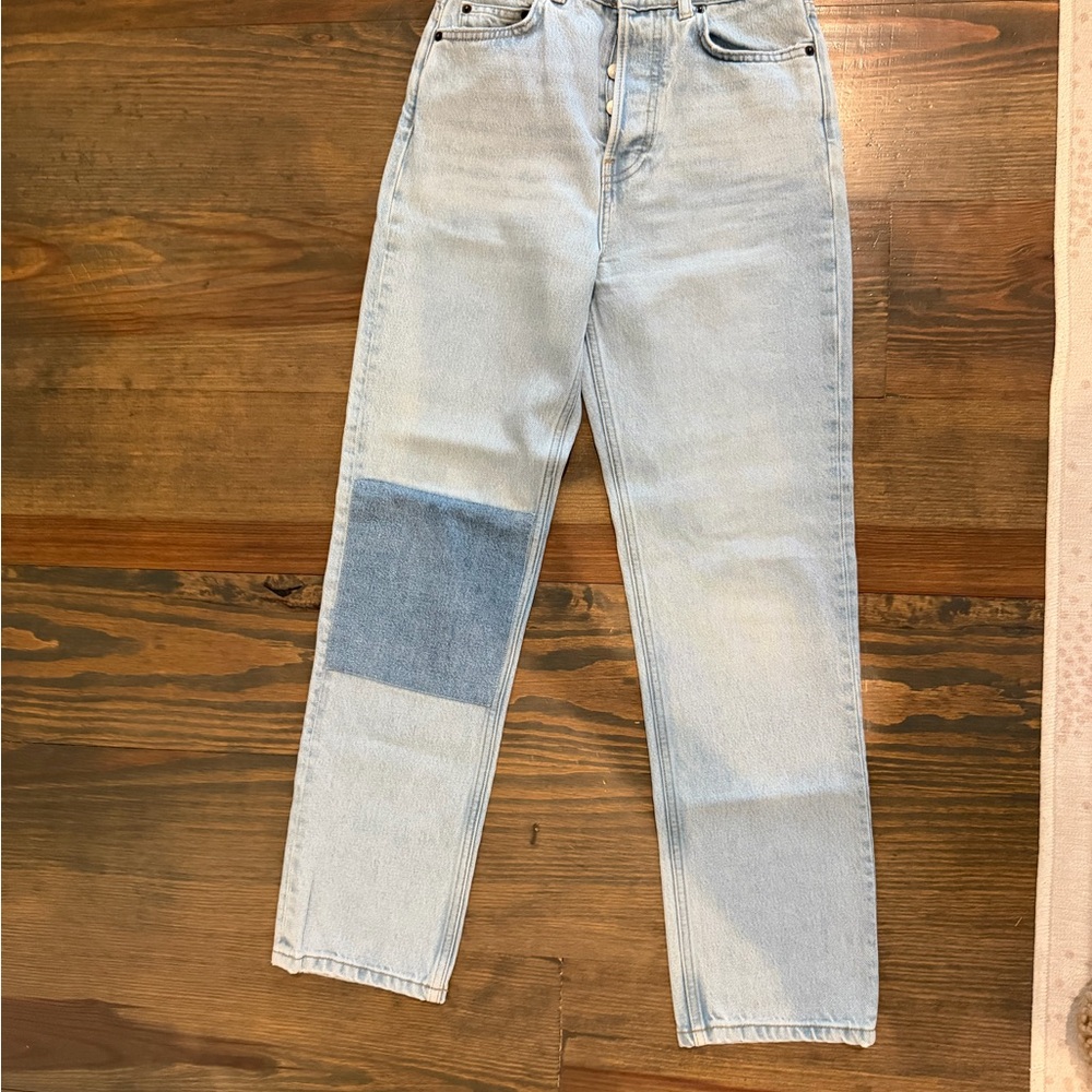 Reformation Light Blue Denim Jeans with Patch